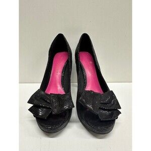 Christian Siriano Heels women 6.5 open toe black fabric slip on pumps